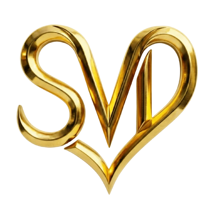 SVD metallic gold logo insignia on dark background