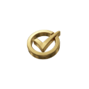 Metallic gold checkmark icon symbolizing successful submission and system verification