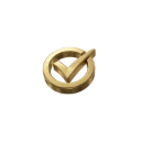 Metallic gold checkmark icon symbolizing successful submission and system verification