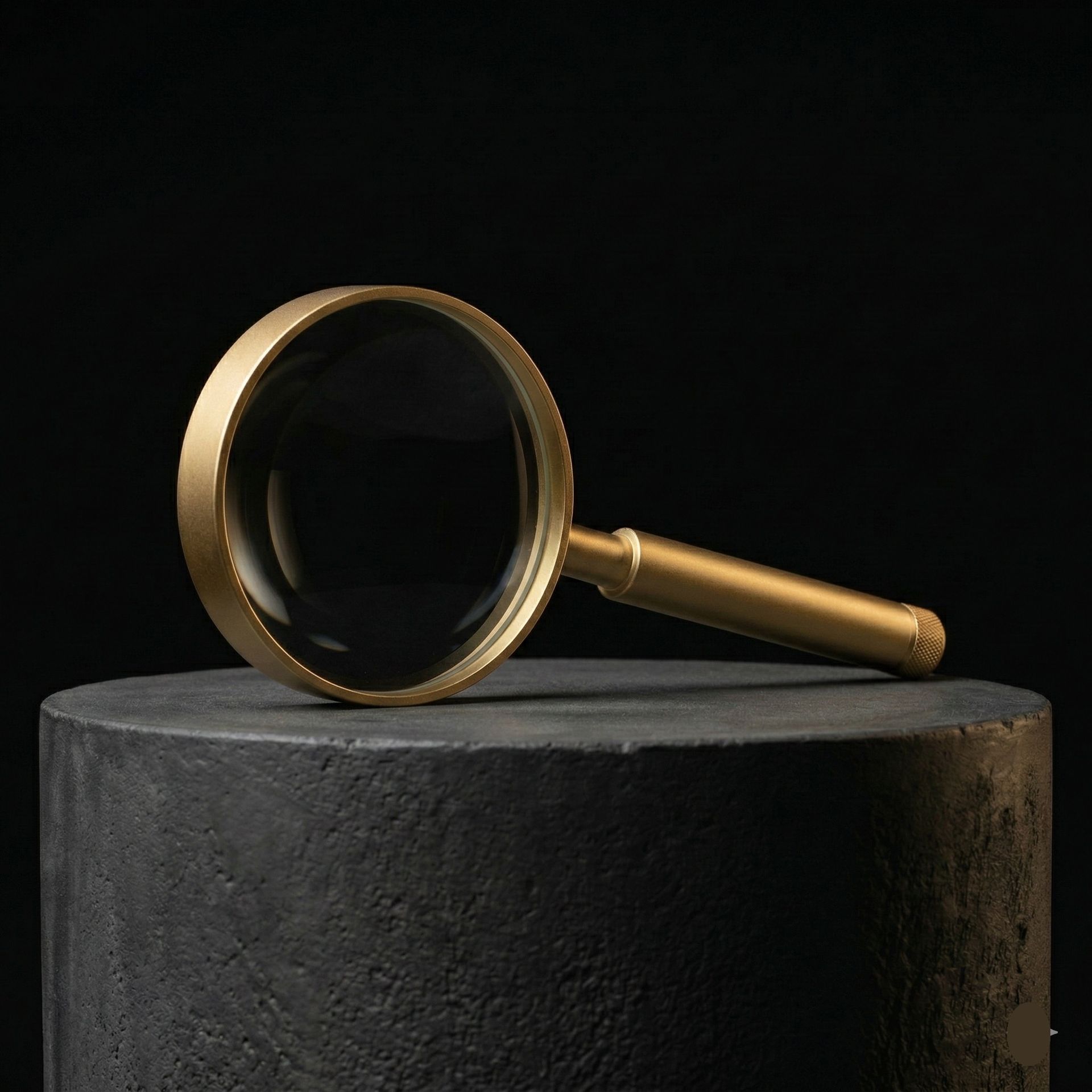 Gold magnifying glass icon for digital marketing infrastructure audit