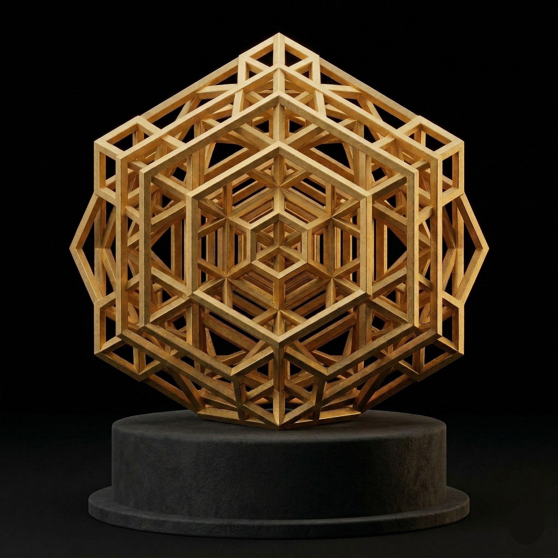 Gold 3D wireframe cube representing custom digital system development